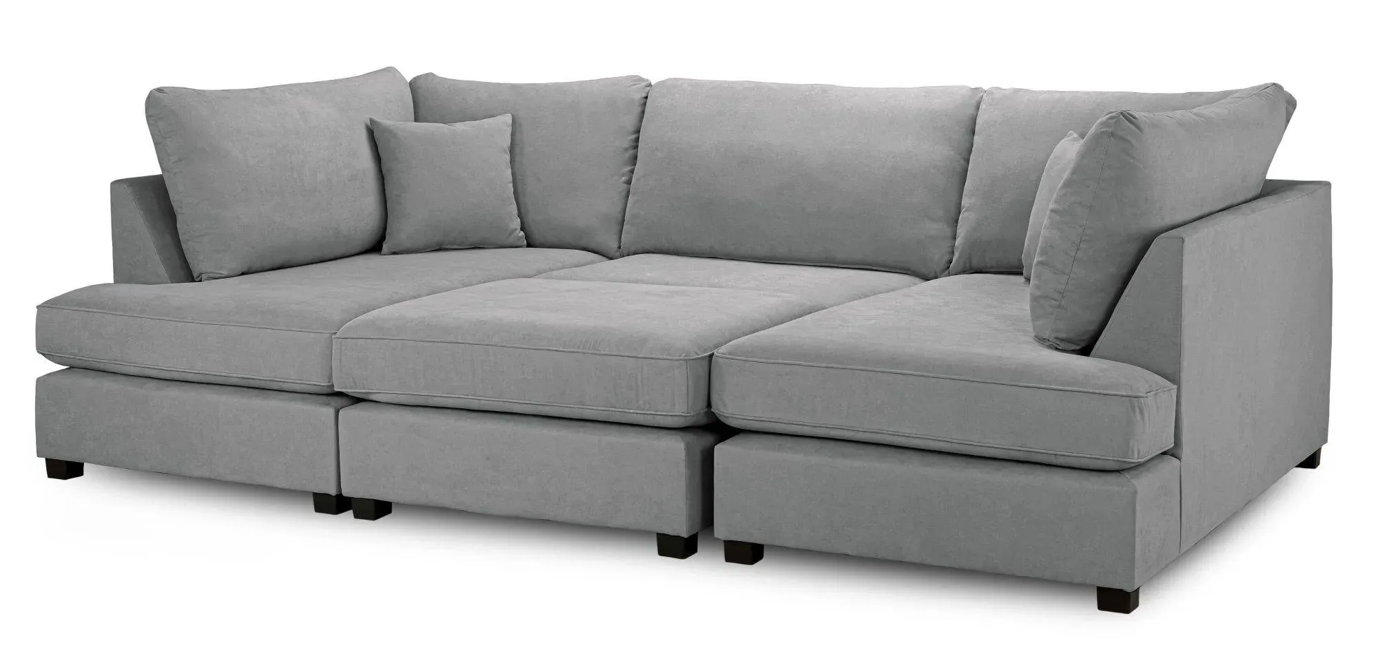 Carnaby U-Shaped Corner Sofa Suite - Grey, Fabric