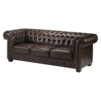 Chesterfield 3-Seater Sofa - Brown image