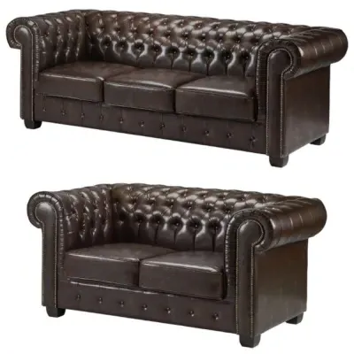 Chesterfield 3+2 Seater Sofa Set - Brown image