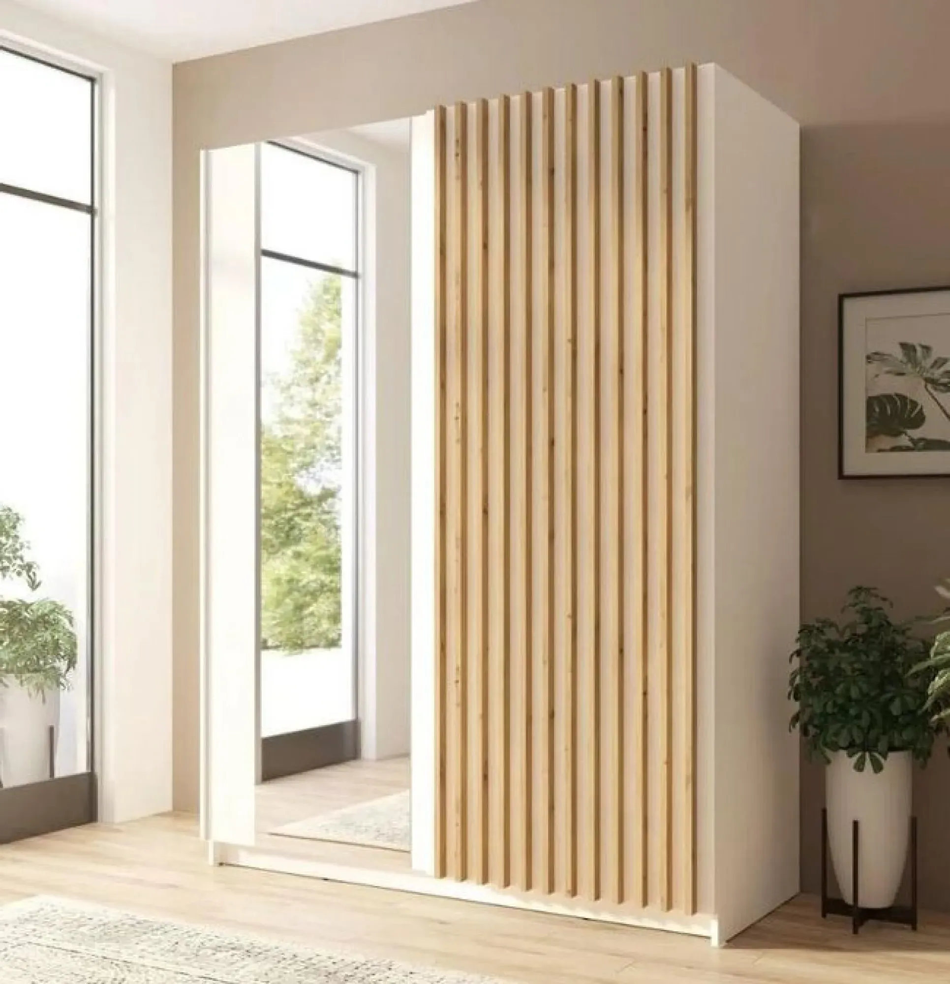 Dalia 2 Door Sliding Wardrobe - White, Oak