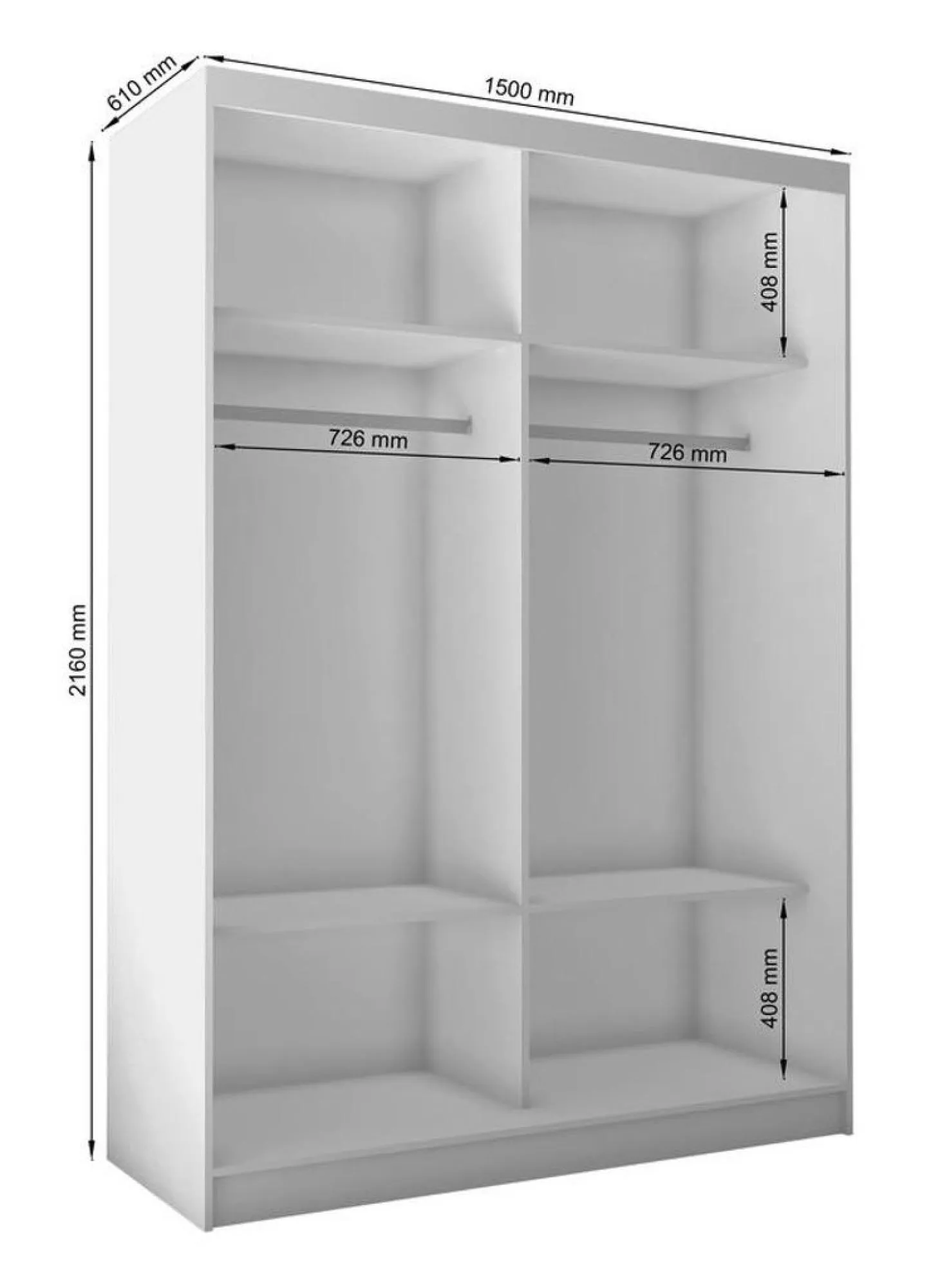 Felicity 2 Door Sliding Wardrobe - White