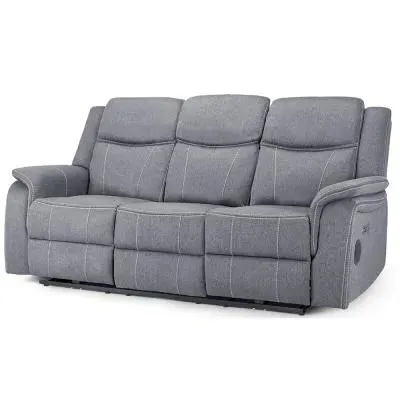 Galaxy Tech 3-Seater Sofa - Grey, Fabric