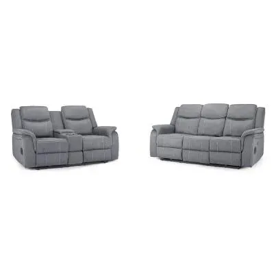 Galaxy Tech 3+2 Seater Sofa Set - Grey, Fabric