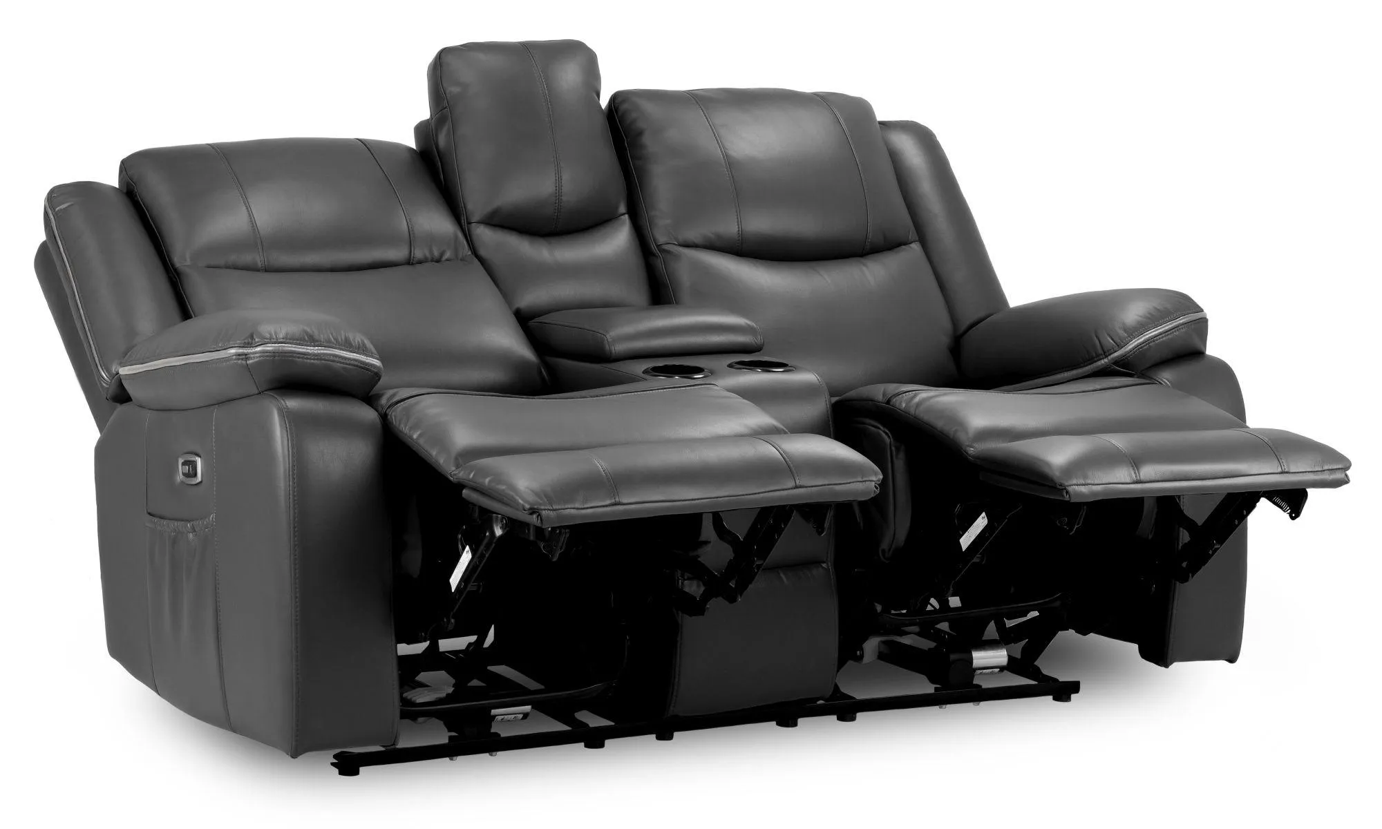 Harald 2-Seater Electric Recliner Sofa - Black, Faux Leather