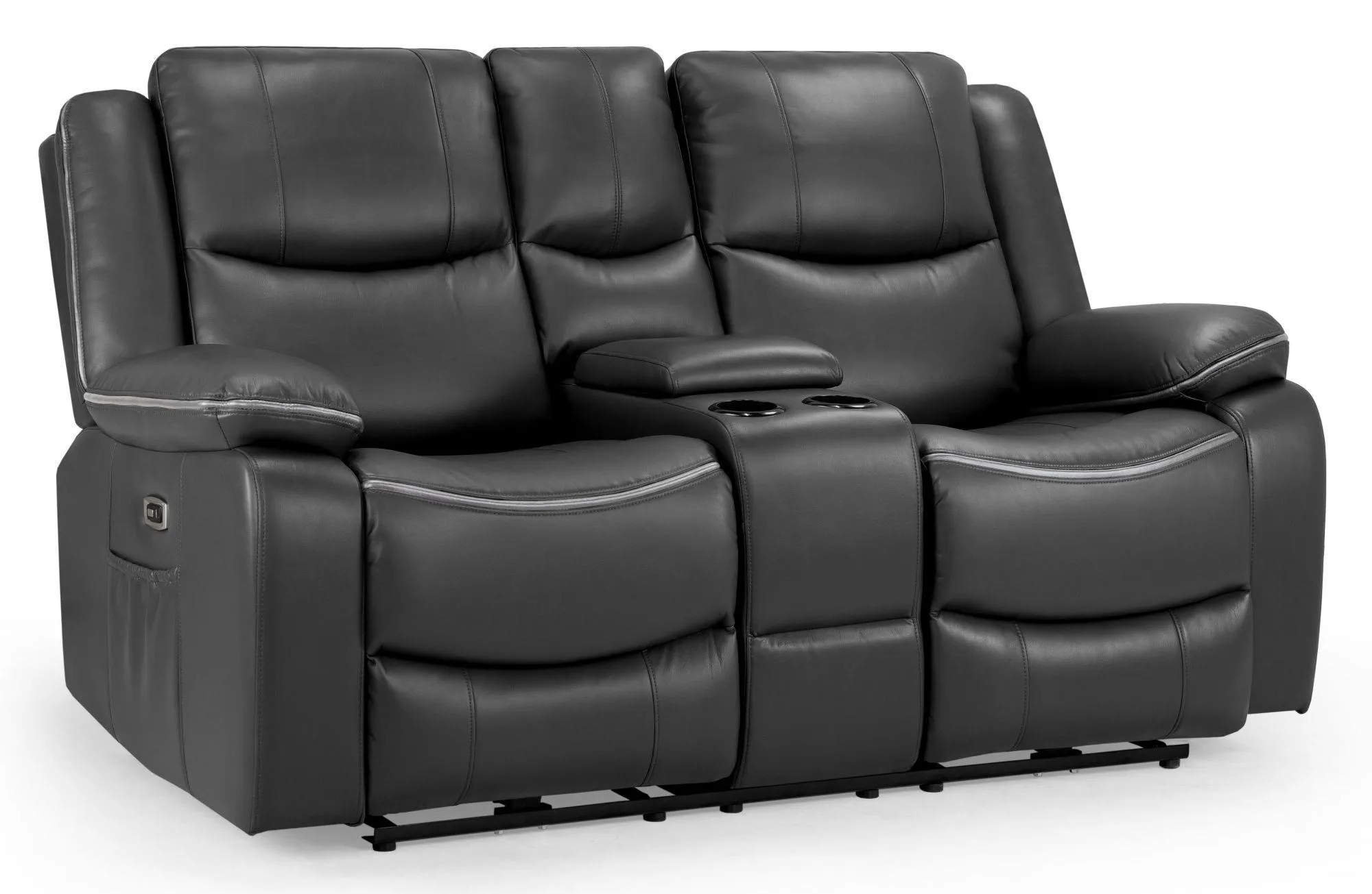 Harald 2-Seater Electric Recliner Sofa - Black, Faux Leather