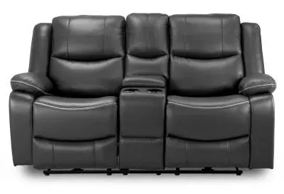 Harald 2-Seater Electric Recliner Sofa - Black, Faux Leather image