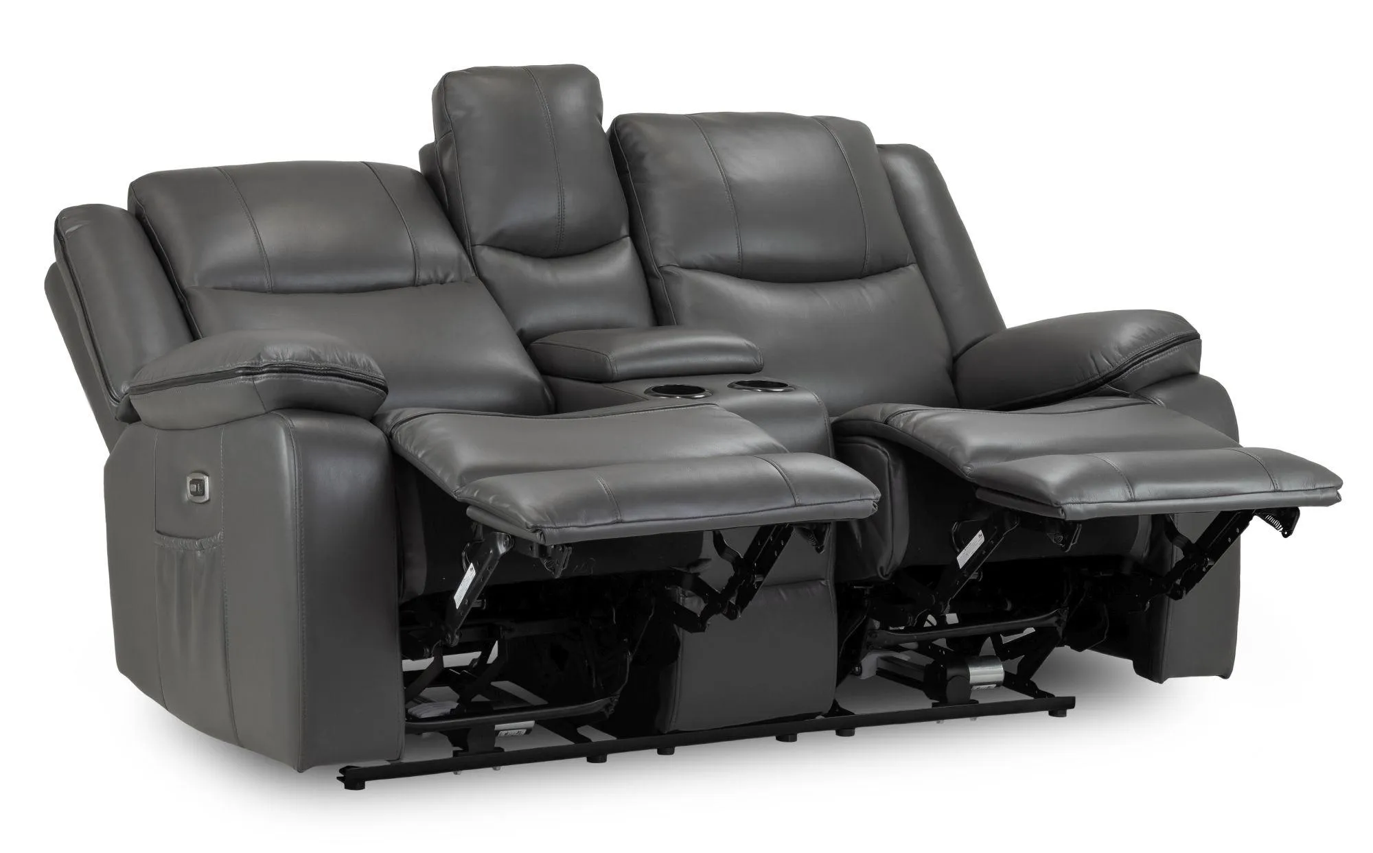 Harald 2-Seater Electric Recliner Sofa - Grey, Faux Leather