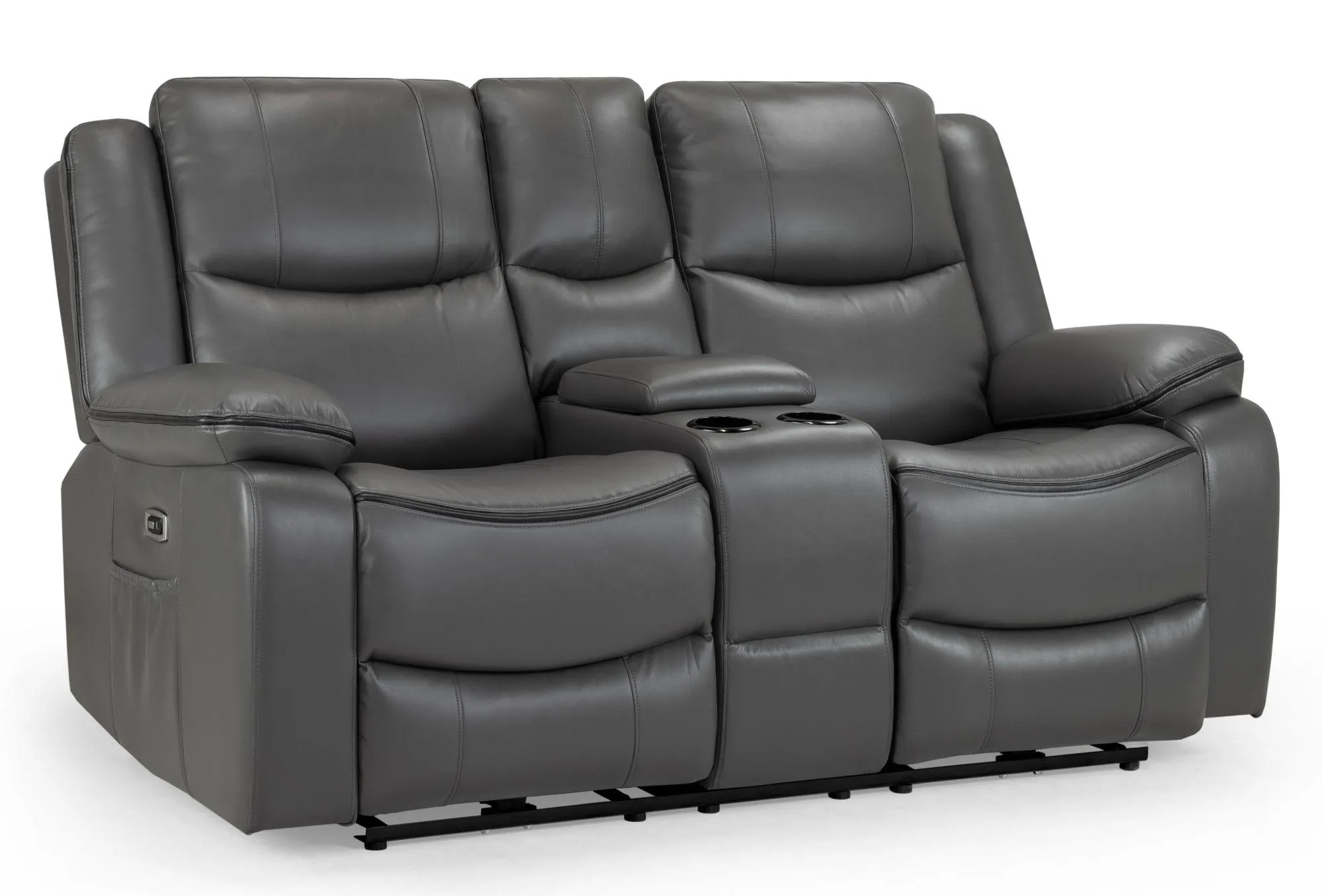 Harald 2-Seater Electric Recliner Sofa - Grey, Faux Leather