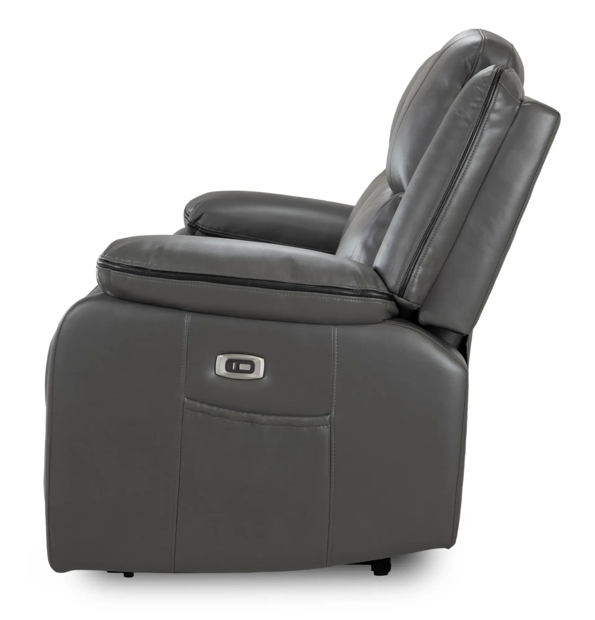 Harald 2-Seater Electric Recliner Sofa - Grey, Faux Leather