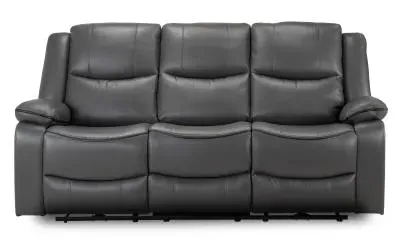 Harald 3-Seater Electric Recliner Sofa - Grey, Faux Leather