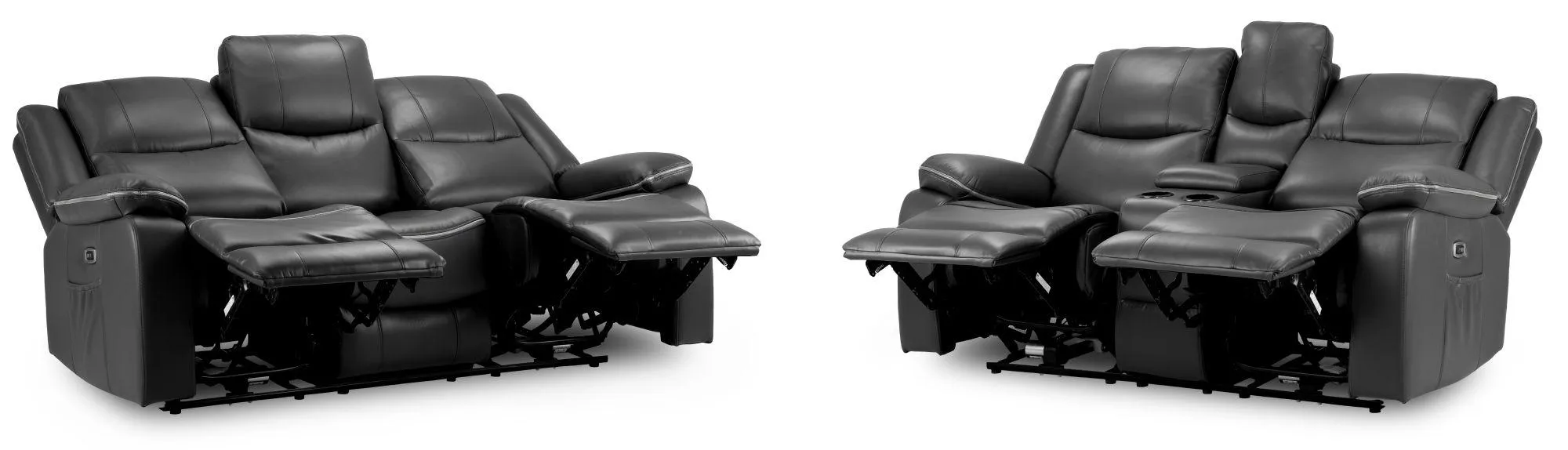 Harald 3+2 Seater Electric Recliner Sofa - Black, Faux Leather