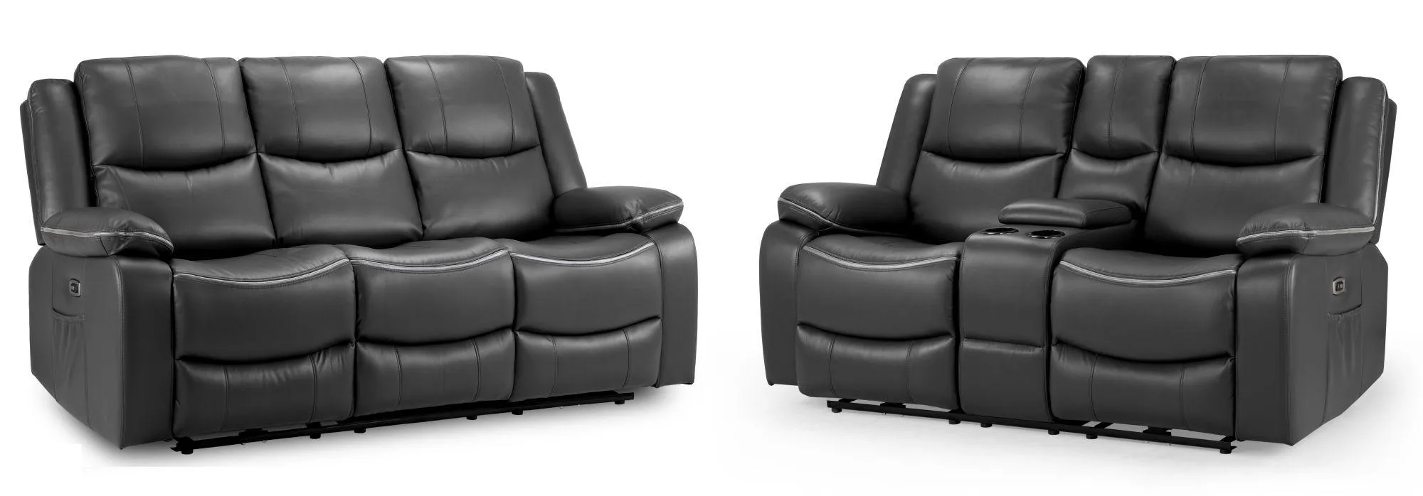 Harald 3+2 Seater Electric Recliner Sofa - Black, Faux Leather
