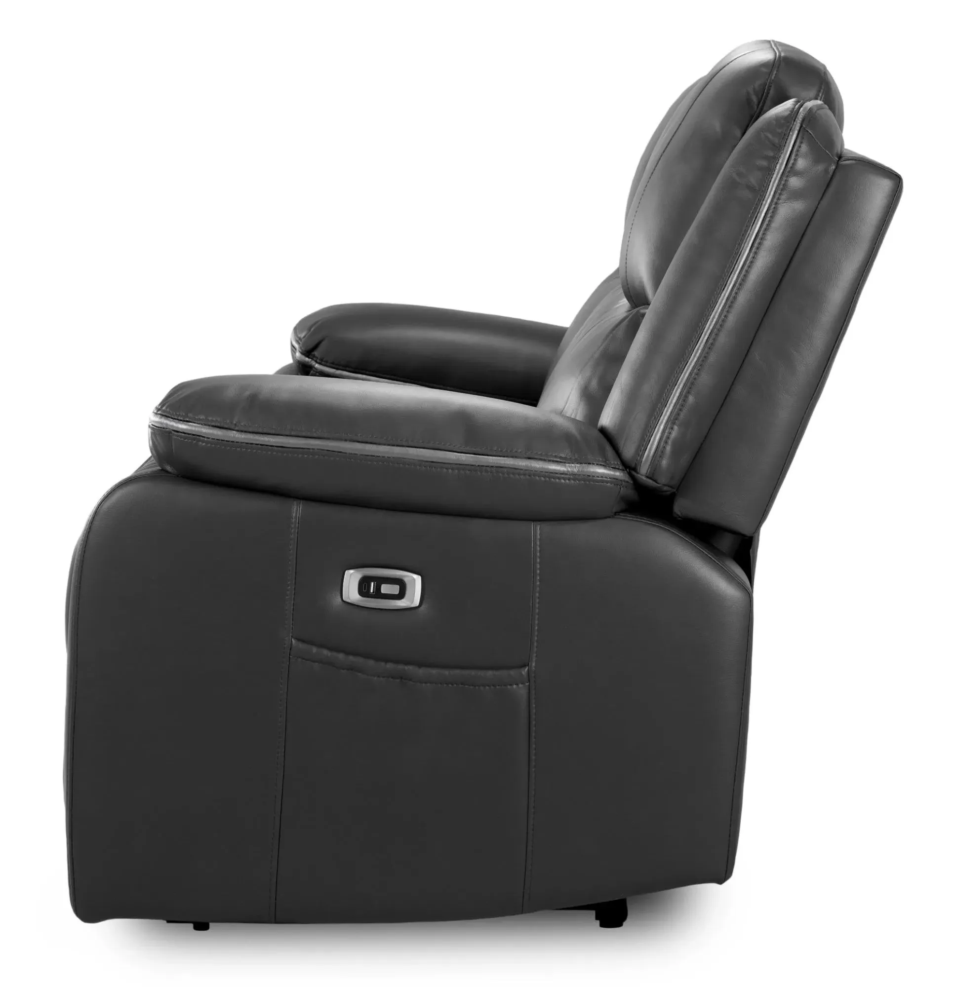 Harald 3+2 Seater Electric Recliner Sofa - Black, Faux Leather