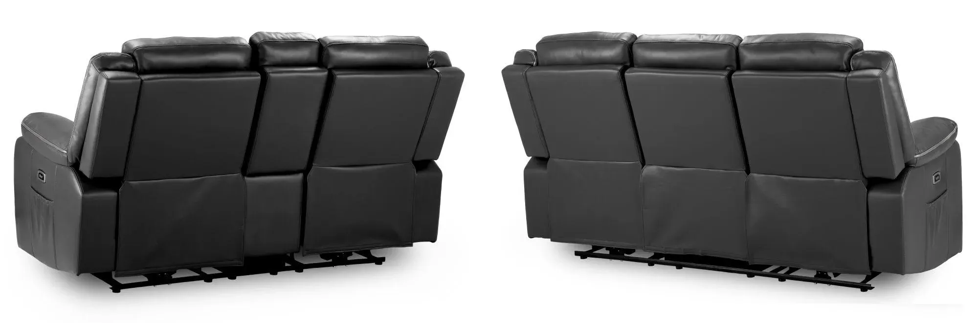 Harald 3+2 Seater Electric Recliner Sofa - Black, Faux Leather