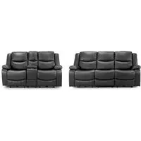 Harald 3+2 Seater Electric Recliner Sofa - Black, Faux Leather