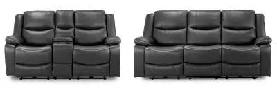 Harald 3+2 Seater Electric Recliner Sofa - Black, Faux Leather image