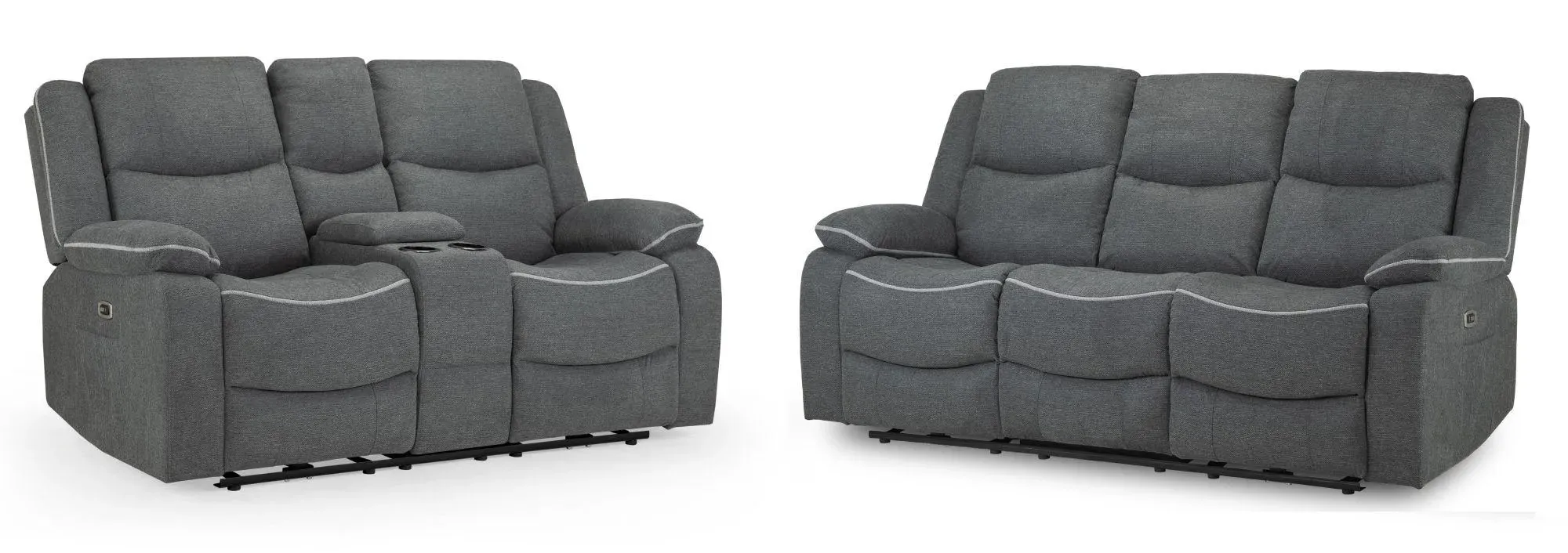 Harald 3+2 Seater Electric Recliner Sofa - Grey, Fabric
