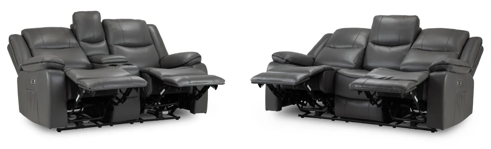 Harald 3+2 Seater Electric Recliner Sofa - Grey, Faux Leather