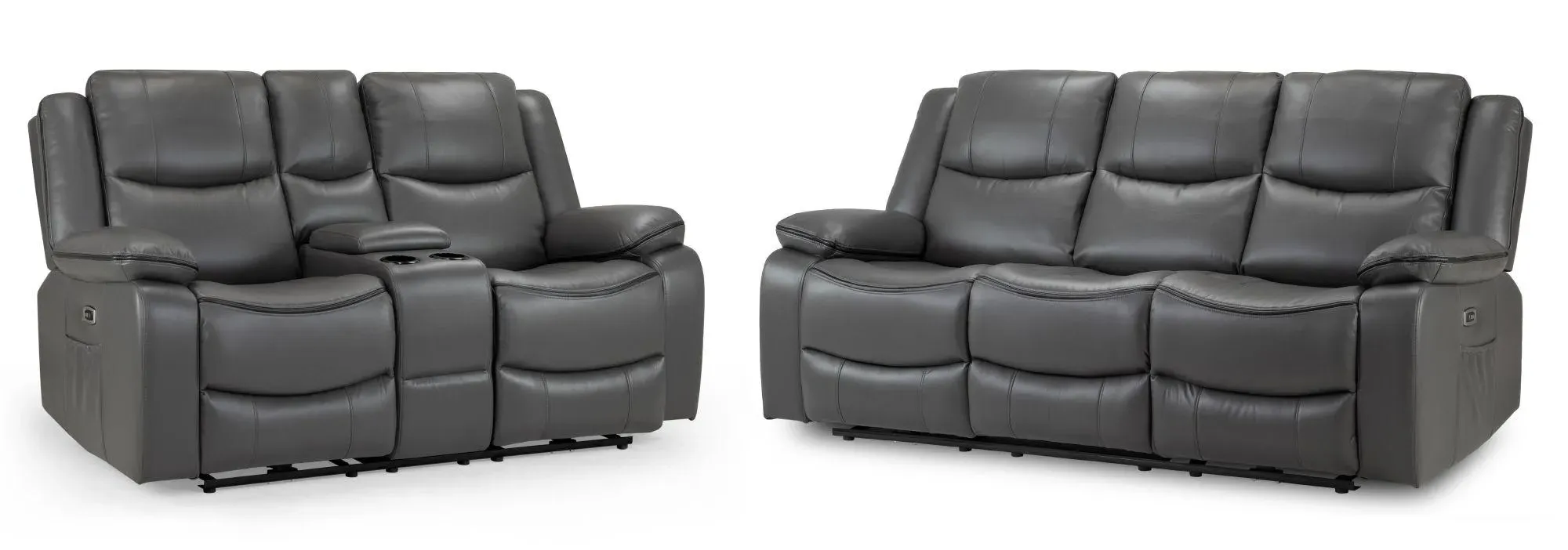 Harald 3+2 Seater Electric Recliner Sofa - Grey, Faux Leather