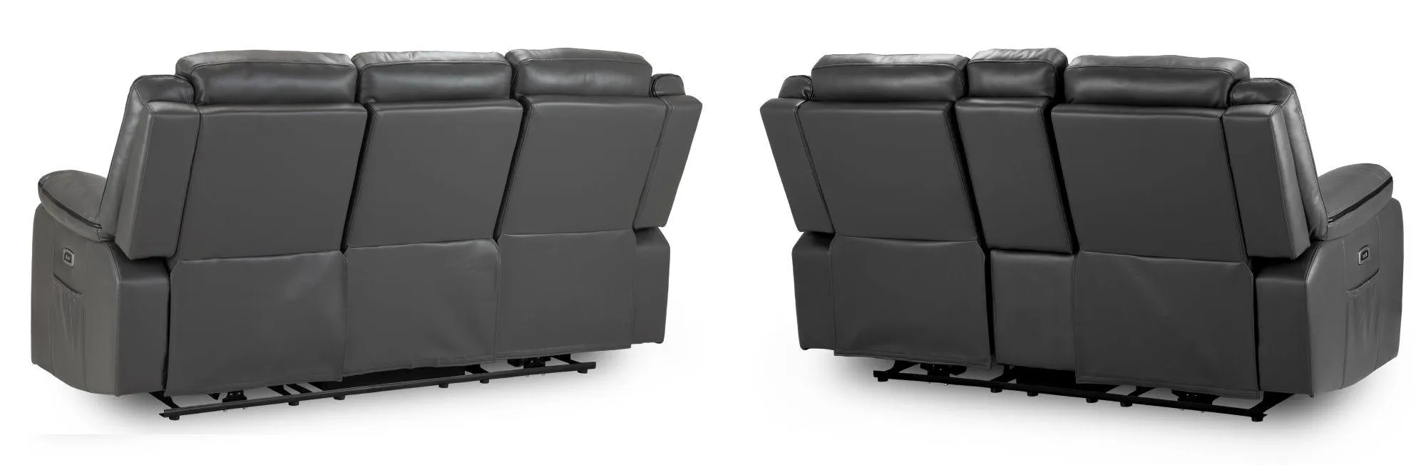 Harald 3+2 Seater Electric Recliner Sofa - Grey, Faux Leather