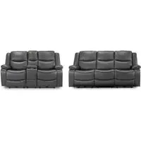 Harald 3+2 Seater Electric Recliner Sofa - Grey, Faux Leather