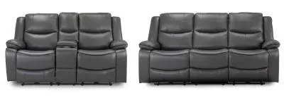 Harald 3+2 Seater Electric Recliner Sofa - Grey, Faux Leather