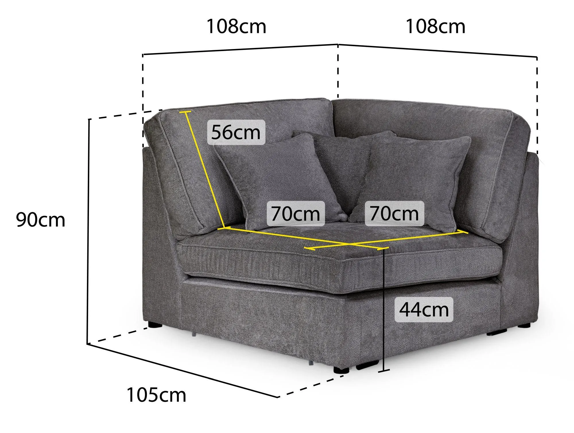 Kiana Modular Corner Sofa - Ivory, Fabric