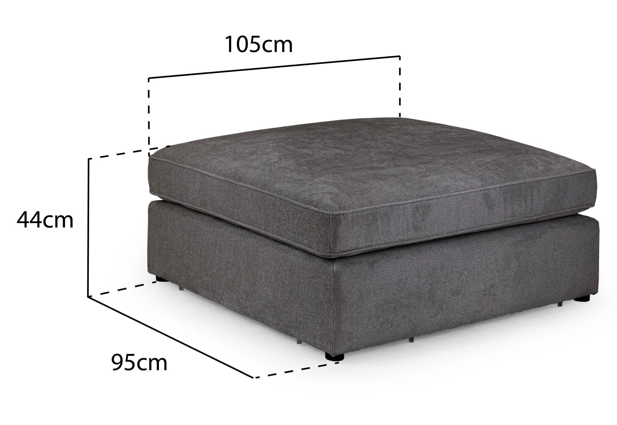 Kiana Modular Footstool - Grey, Fabric