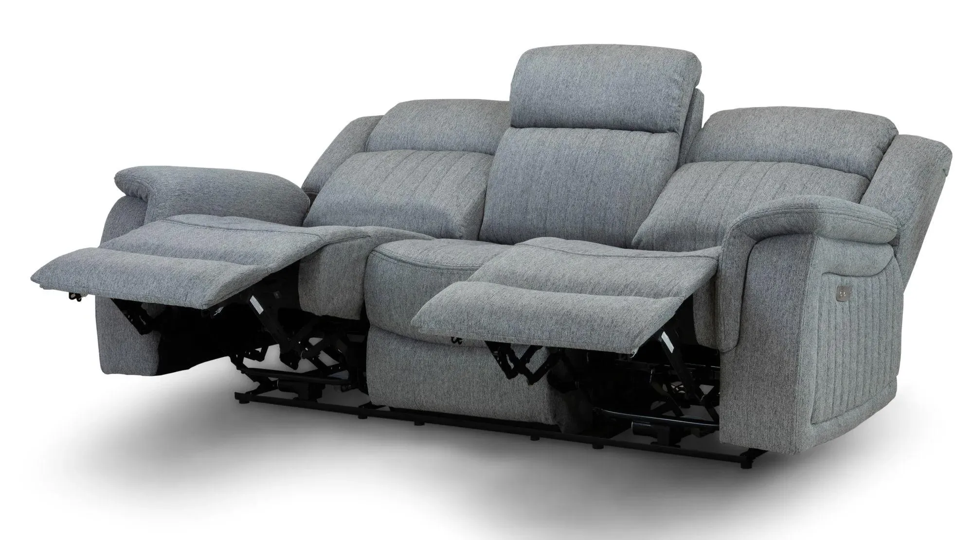 Linden 3-Seater Recliner Sofa - Grey, Fabric