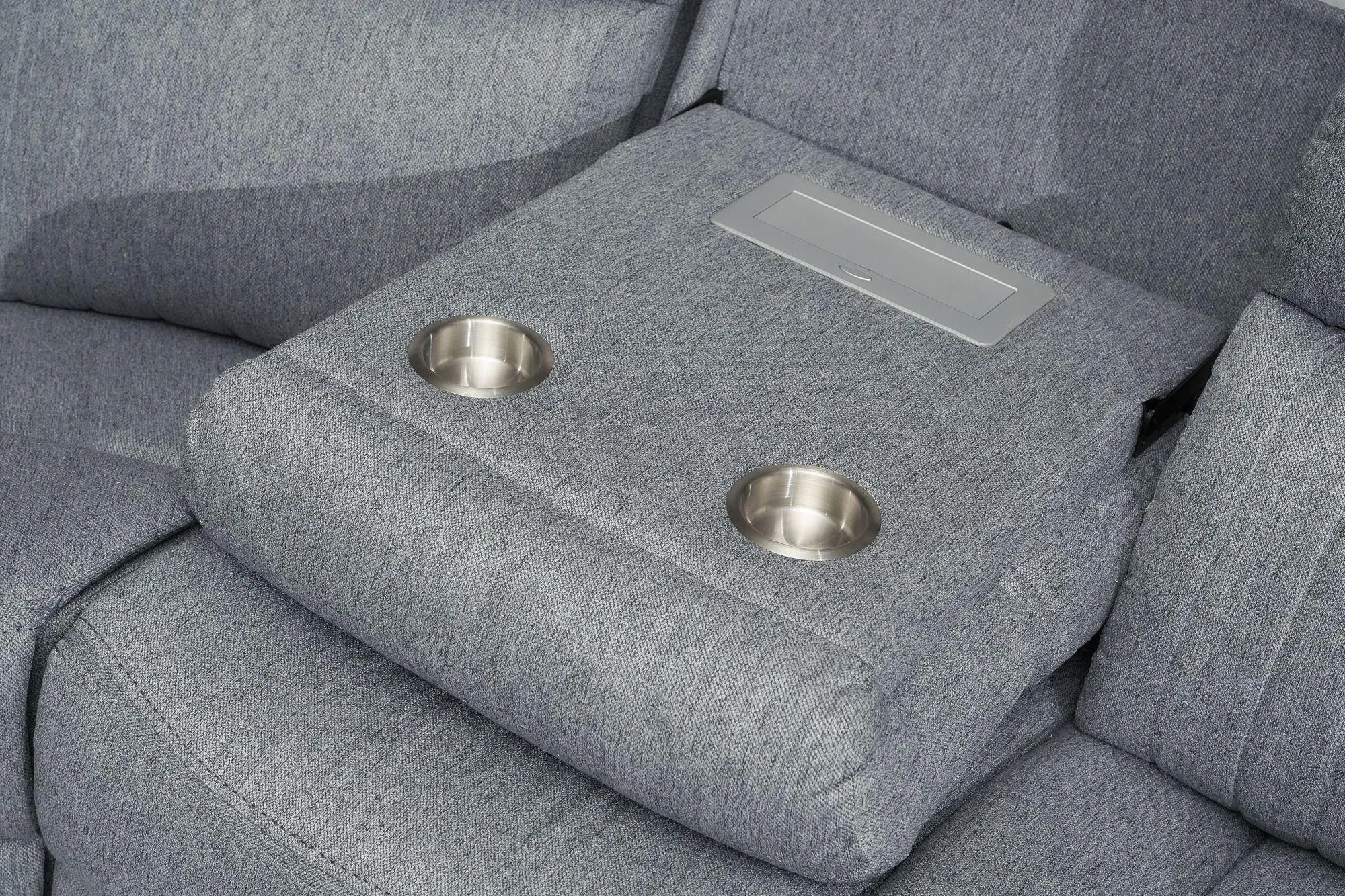 Linden Corner Recliner Sofa Set - Grey, Fabric