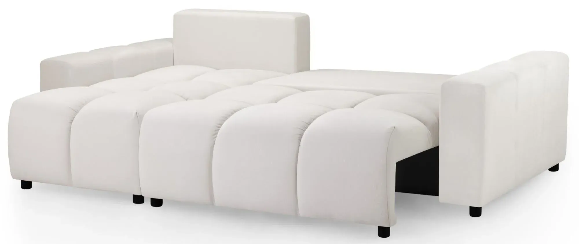 Luki L-Shaped Corner Sofabed with Storage - Beige, Fabric