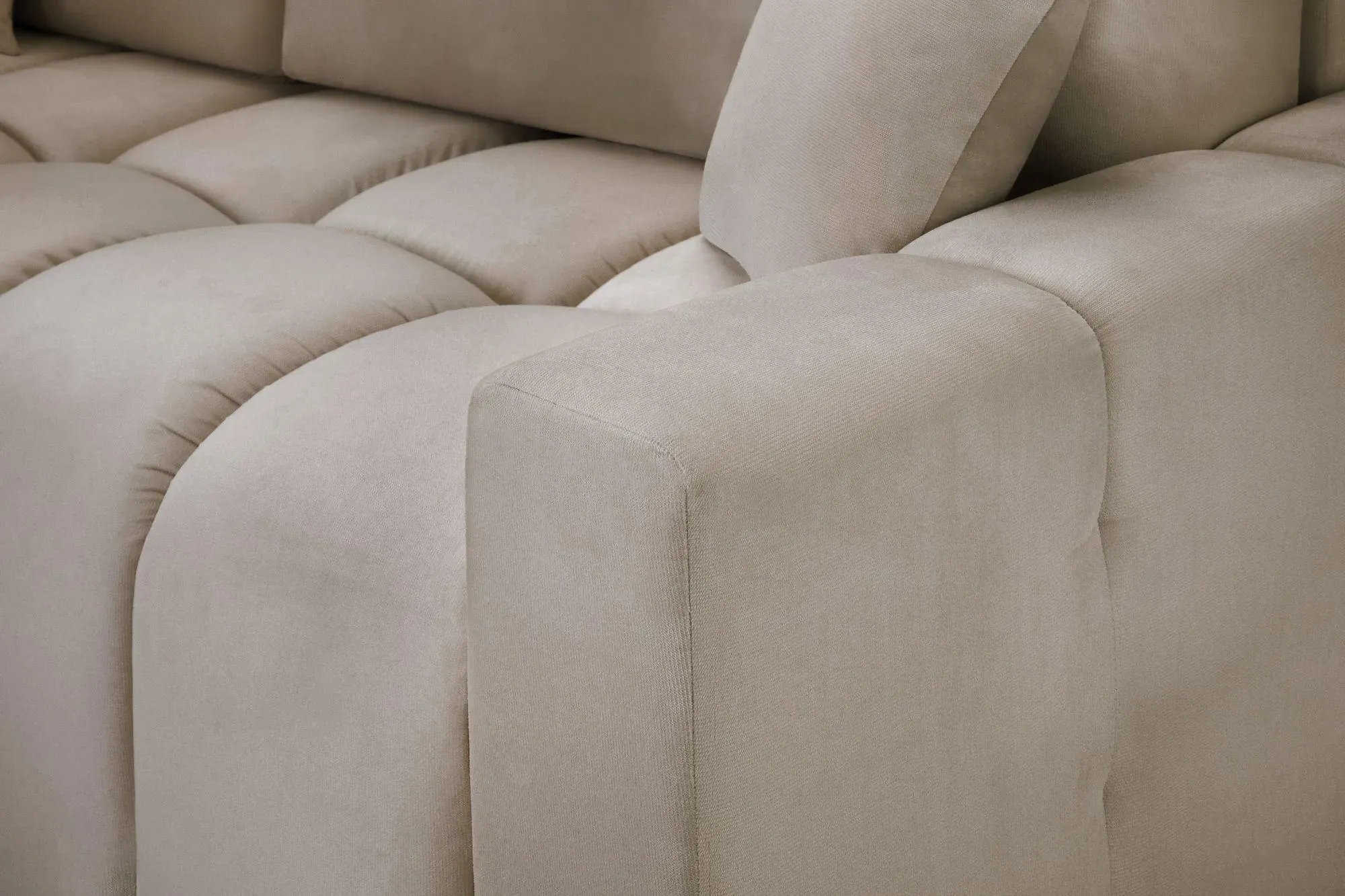 Luki L-Shaped Corner Sofabed with Storage - Mocha, Fabric