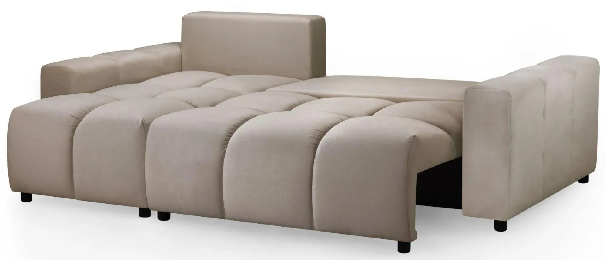 Luki L-Shaped Corner Sofabed with Storage - Mocha, Fabric