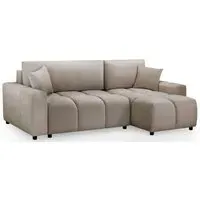 Luki L-Shaped Corner Sofabed with Storage - Mocha, Fabric