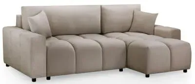 Luki L-Shaped Corner Sofabed with Storage - Mocha, Fabric