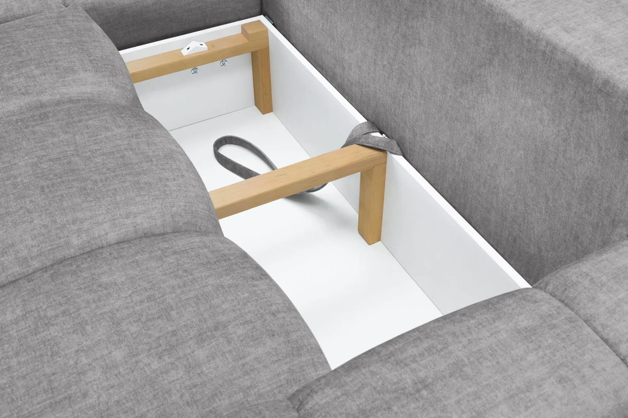 Luki Right Hand Corner Sofabed with Storage - Grey, Fabric