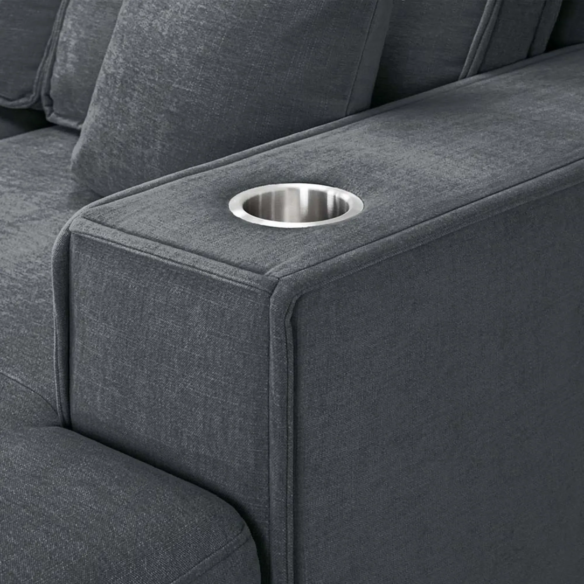 Milan U-Shaped Sofa Bed - Grey, Fabric