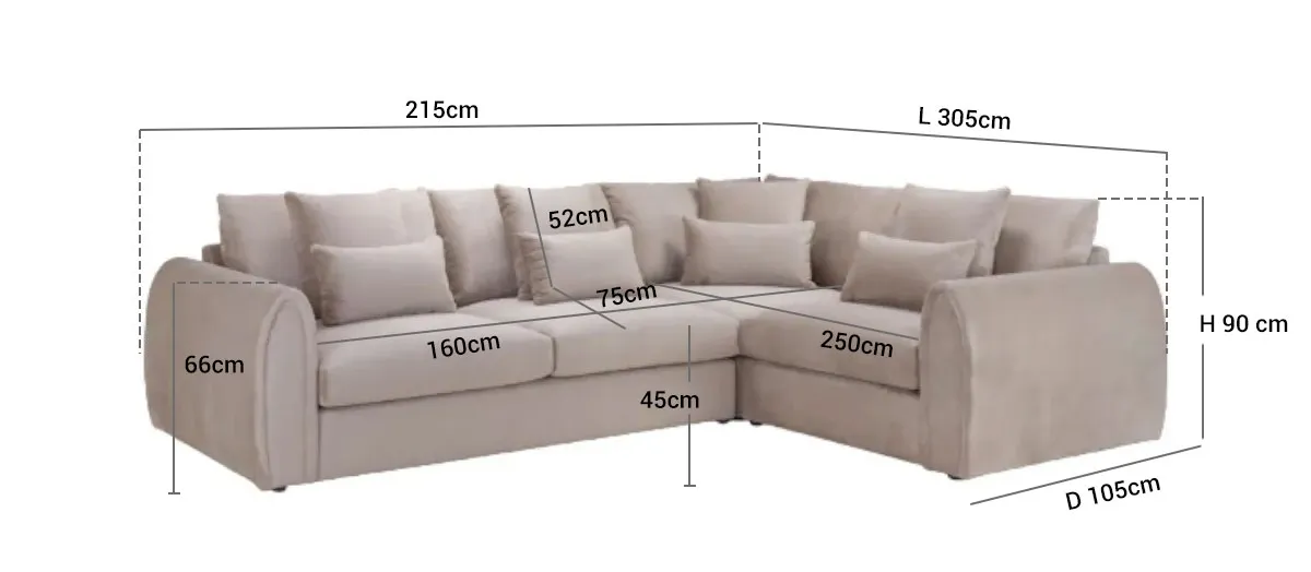 Mirabel Left Hand Facing Corner Sofa - Mocha