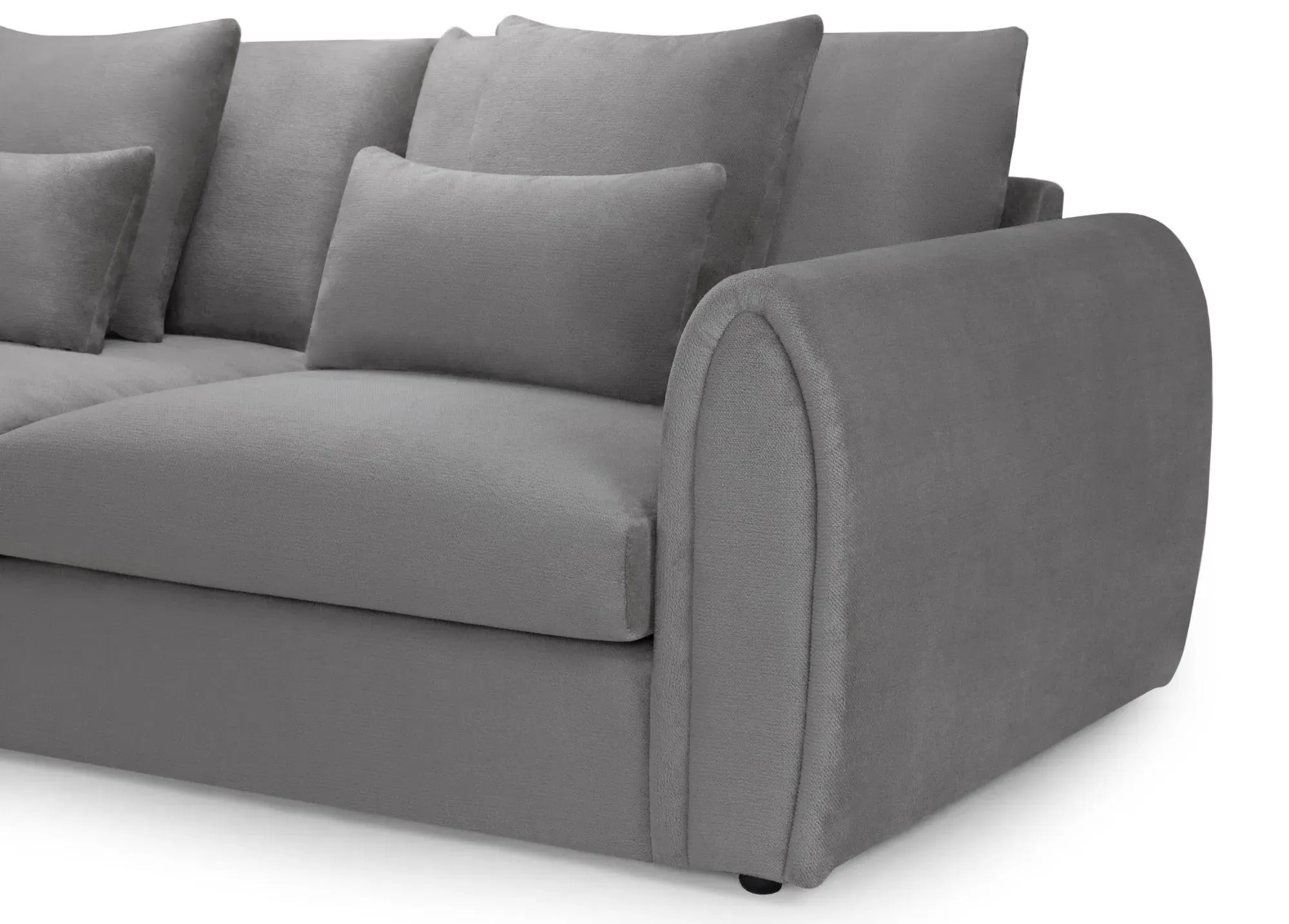 Mirabel Right Hand Facing Corner Sofa - Grey, Plush Velvet