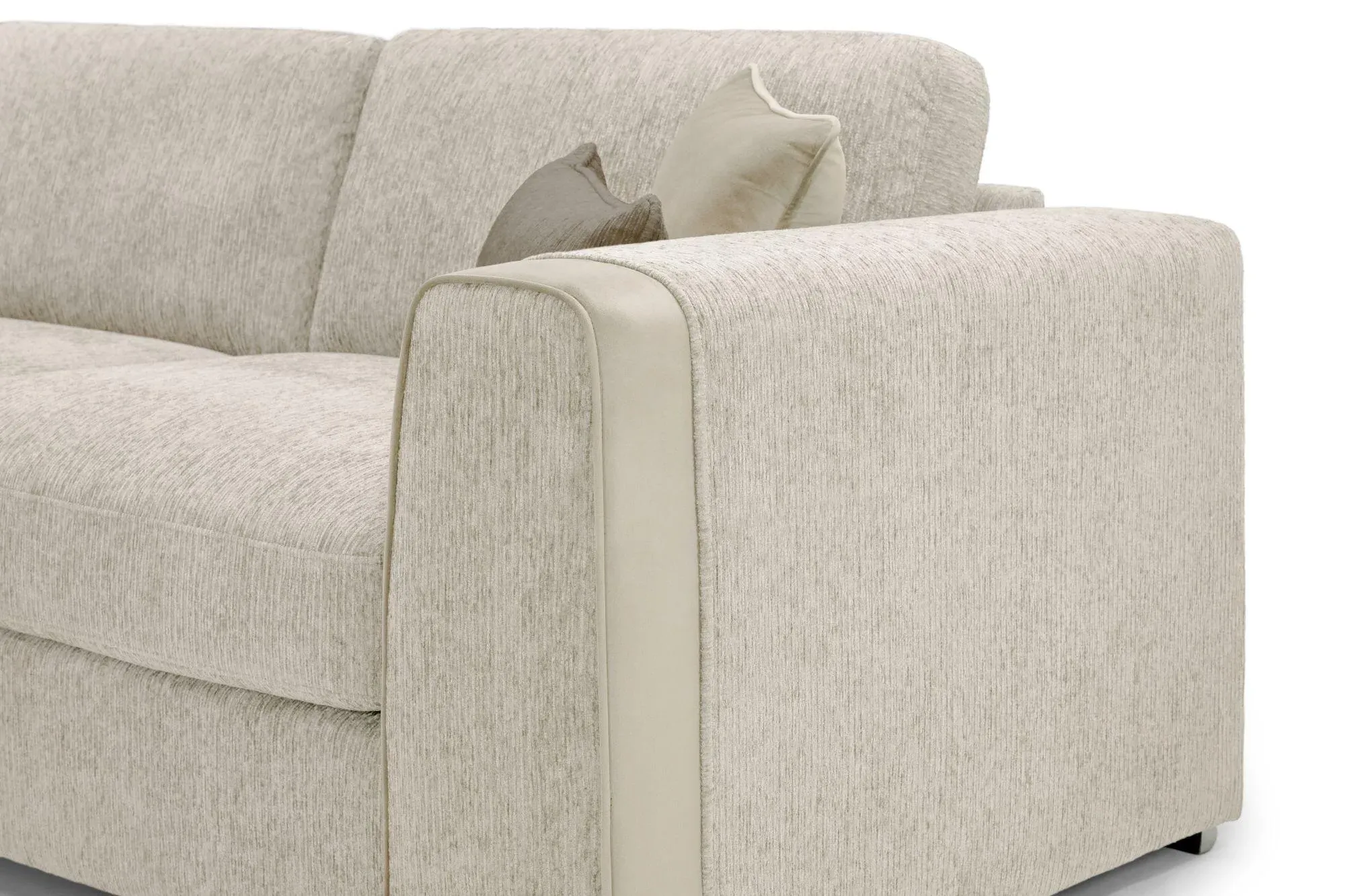 Naples Large Corner Sofa - Beige, Fabric