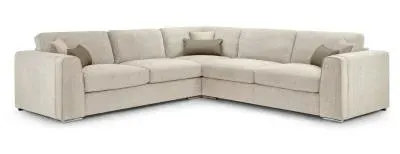 Naples Large Corner Sofa - Beige, Fabric image