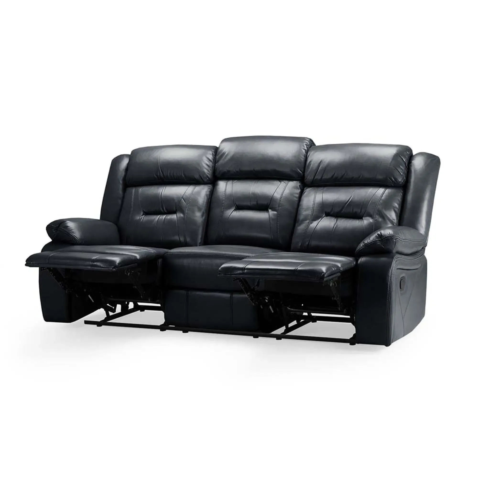 Novie 3-Seater Sofa - Black, Faux Leather