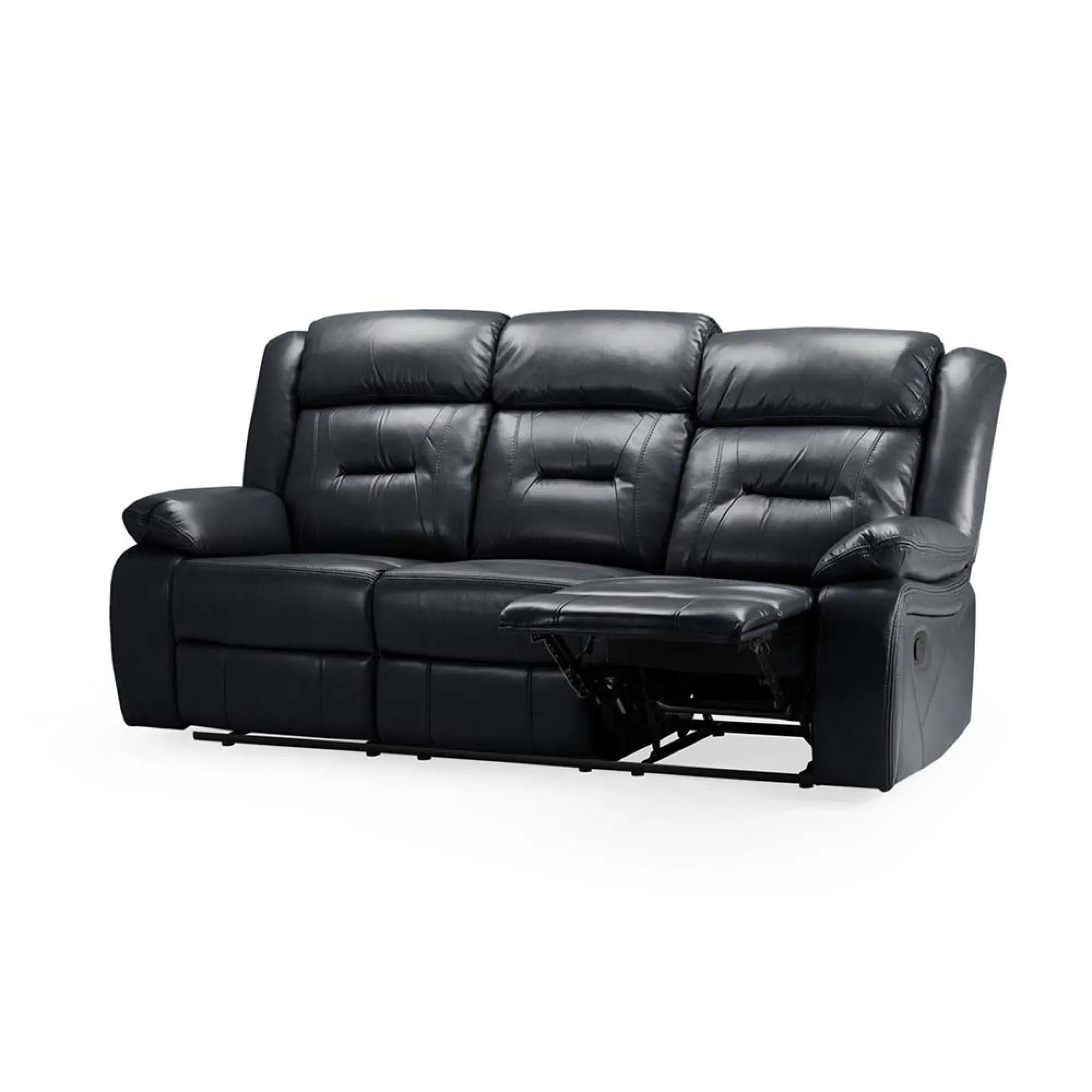 Novie 3-Seater Sofa - Black, Faux Leather