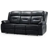 Novie 3-Seater Sofa - Black, Faux Leather