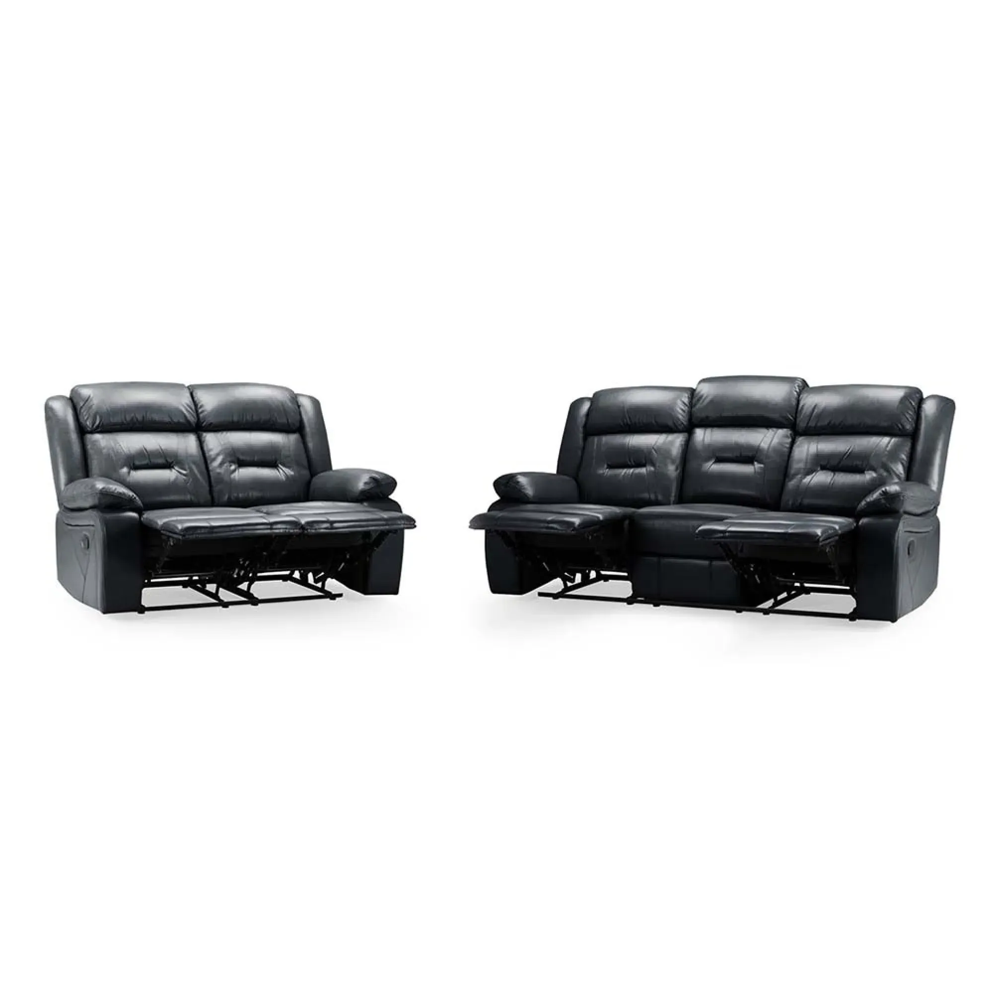 Novie 3+2 Seater Sofa Set - Black, Faux Leather