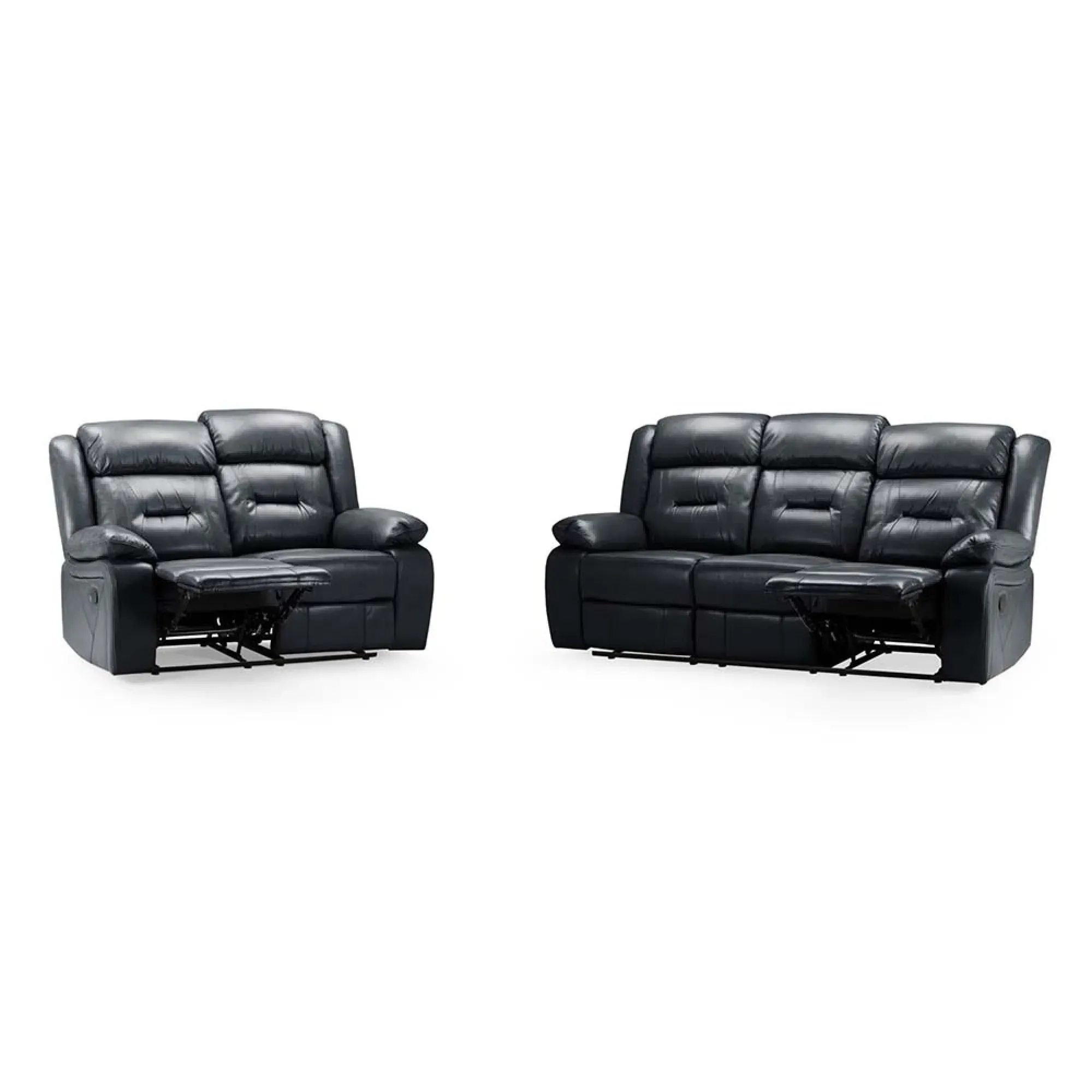 Novie 3+2 Seater Sofa Set - Black, Faux Leather