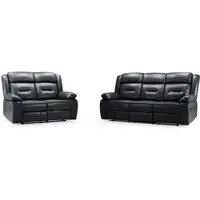 Novie 3+2 Seater Sofa Set - Black, Faux Leather