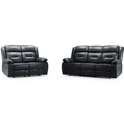 Novie 3+2 Seater Sofa Set - Black, Faux Leather image