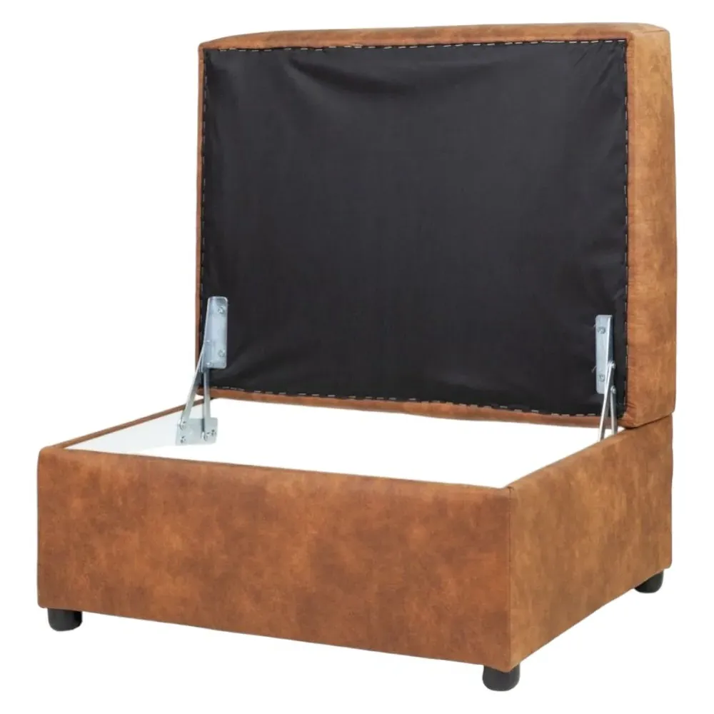 Oakland Tufted Footstool - Tan, Leather