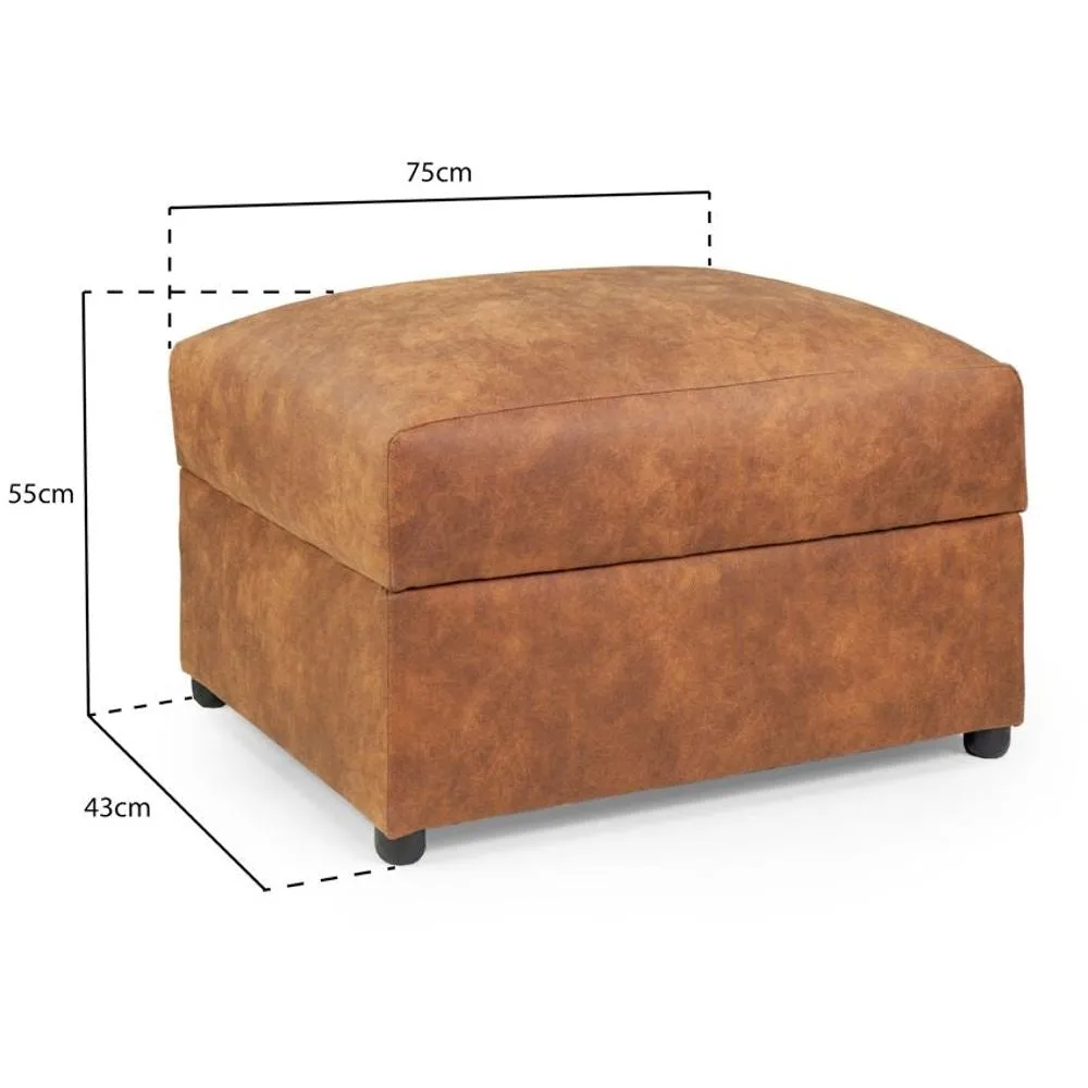 Oakland Tufted Footstool - Tan, Leather